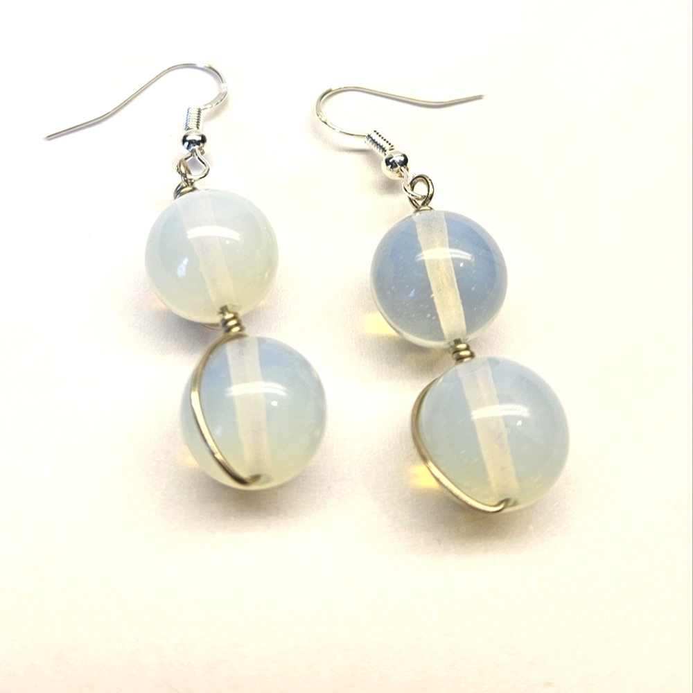 Opalite Wire Wrapped Earrings